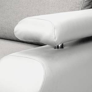 Canapé d'angle Tamariu (convertible) Imitation cuir / Tissu - Blanc - Méridienne courte à gauche (vue de face)