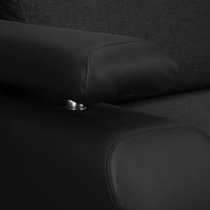 Canapé d'angle Tamariu (convertible) Imitation cuir / Tissu - Noir / Anthracite - Méridienne courte à droite (vue de face)