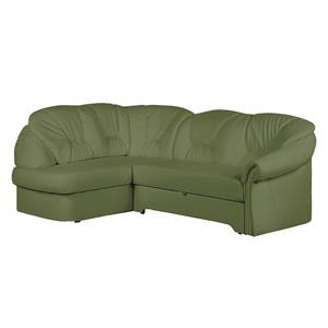 Canapé d'angle Thale Imitation cuir vert - Fonction lit à droite (vue de face)