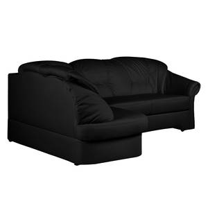 Canapé d'angle Thale Imitation cuir noir - Fonction lit à droite (vue de face)