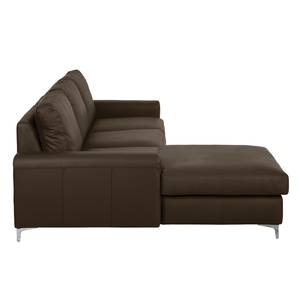 Ecksofa Titan Echtleder Dunkelbraun - Longchair davorstehend links