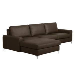 Ecksofa Titan Echtleder Dunkelbraun - Longchair davorstehend links