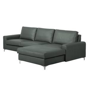 Ecksofa Titan Echtleder Anthrazit - Longchair davorstehend rechts