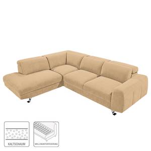 Ecksofa Tofty (mit Schlaffunktion) Microfaser - Beige - Longchair davorstehend links