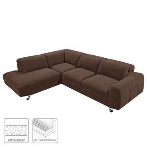 Ecksofa Tofty (mit Schlaffunktion) Microfaser - Braun - Longchair davorstehend links