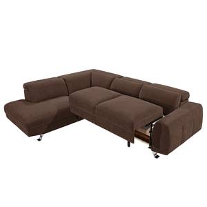 Ecksofa Tofty (mit Schlaffunktion) Microfaser - Braun - Longchair davorstehend links