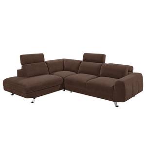 Ecksofa Tofty (mit Schlaffunktion) Microfaser - Braun - Longchair davorstehend links