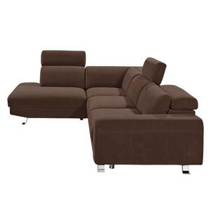 Ecksofa Tofty (mit Schlaffunktion) Microfaser - Braun - Longchair davorstehend links