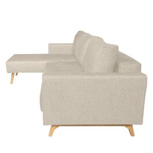 Ecksofa Topas (mit Schlaffunktion) Webstoff - Stoff Parsa: Beige-Grau - Longchair davorstehend links