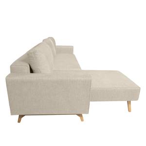 Ecksofa Topas (mit Schlaffunktion) Webstoff - Stoff Parsa: Beige-Grau - Longchair davorstehend links