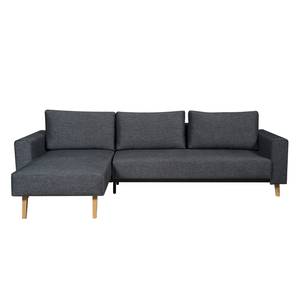 Ecksofa Topas (mit Schlaffunktion) Webstoff - Stoff Parsa: Grau-Schwarz - Longchair davorstehend links