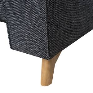 Canapé d'angle Topas Avec fonction couchage - Tissu - Tissu Parsa : Gris-Noir - Méridienne courte à gauche (vue de face)