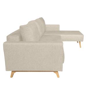 Ecksofa Topas (mit Schlaffunktion) Webstoff - Stoff Parsa: Beige-Grau - Longchair davorstehend rechts