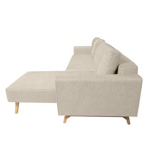 Ecksofa Topas (mit Schlaffunktion) Webstoff - Stoff Parsa: Beige-Grau - Longchair davorstehend rechts