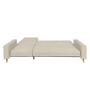 Ecksofa Topas (mit Schlaffunktion) Webstoff - Stoff Parsa: Beige-Grau - Longchair davorstehend rechts