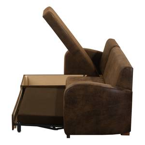 Ecksofa Tullow (mit Schlaffunktion) Antiklederoptik - Braun - Longchair davorstehend links