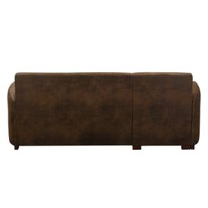 Canapé d'angle Tullow (convertible) Aspect cuir vieilli - Cognac vintage - Méridienne courte à gauche (vue de face)