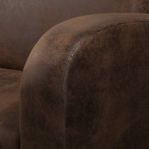 Canapé d'angle Tullow (convertible) Aspect cuir vieilli - Cognac vintage - Méridienne courte à gauche (vue de face)