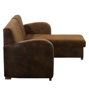 Ecksofa Tullow (mit Schlaffunktion) Antiklederoptik - Braun - Longchair davorstehend rechts