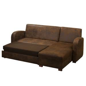 Ecksofa Tullow (mit Schlaffunktion) Braun - Longchair davorstehend rechts