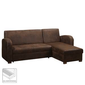 Ecksofa Tullow (mit Schlaffunktion) Antiklederoptik - Vintage Cognac - Longchair davorstehend rechts