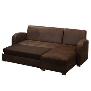 Ecksofa Tullow (mit Schlaffunktion) Antiklederoptik - Vintage Cognac - Longchair davorstehend rechts