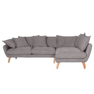 Ecksofa Valby Baumwollstoff Grau - Longchair davorstehend rechts