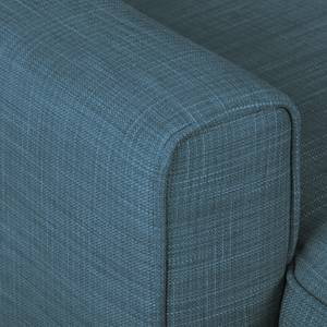 Canapé d'angle Viona I Tissu - Tissu Meda : Bleu jean - Méridienne courte à gauche (vue de face)