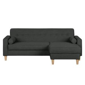 Ecksofa Viona I Webstoff Stoff Meda: Anthrazit - Longchair davorstehend rechts