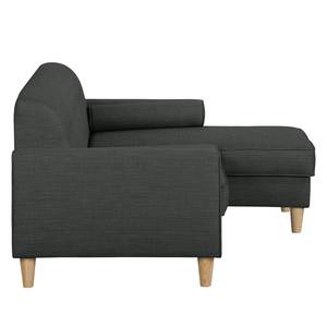 Ecksofa Viona I Webstoff Stoff Meda: Anthrazit - Longchair davorstehend rechts