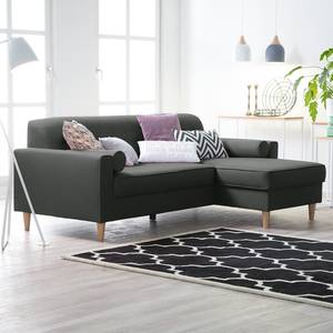 Ecksofa Viona I Webstoff Stoff Meda: Anthrazit - Longchair davorstehend rechts