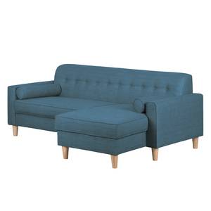 Ecksofa Viona I Webstoff Stoff Meda: Jeansblau - Longchair davorstehend rechts