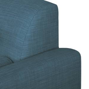Canapé d'angle Viona I Tissu - Tissu Meda : Bleu jean - Méridienne courte à droite (vue de face)