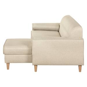 Ecksofa Viona III Webstoff Stoff Kasa: Beige - Longchair davorstehend rechts