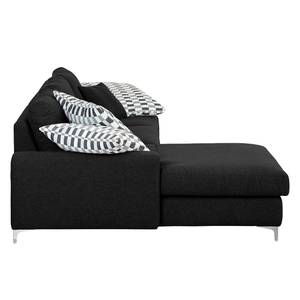 Ecksofa Vitinia Webstoff Schwarz - Longchair davorstehend links