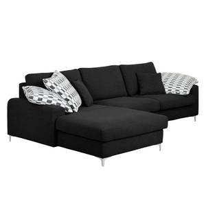 Ecksofa Vitinia Webstoff Schwarz - Longchair davorstehend links