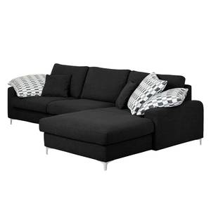 Ecksofa Vitinia Webstoff Schwarz - Longchair davorstehend rechts