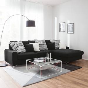 Ecksofa Vitinia Webstoff Schwarz - Longchair davorstehend rechts