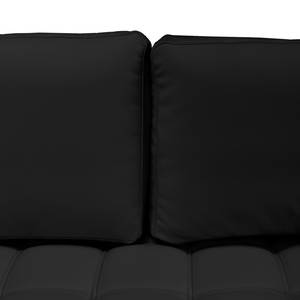 Canapé d'angle Wadena Imitation cuir - Convertible - Noir - Méridienne longue à gauche (vue de face)