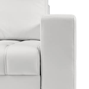 Canapé d'angle Wadena Imitation cuir - Convertible - Blanc - Méridienne longue à gauche (vue de face)