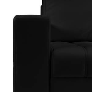 Canapé d'angle Wadena Imitation cuir - Convertible - Noir - Méridienne longue à droite (vue de face)