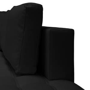 Canapé d'angle Wadena Imitation cuir - Convertible - Noir - Méridienne longue à droite (vue de face)