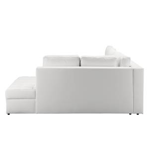 Canapé d'angle Wadena Imitation cuir - Convertible - Blanc - Méridienne longue à droite (vue de face)