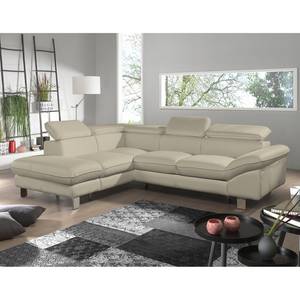 Ecksofa Waiho II Echtleder Warmes Beige - Longchair davorstehend links - Ohne Schlaffunktion