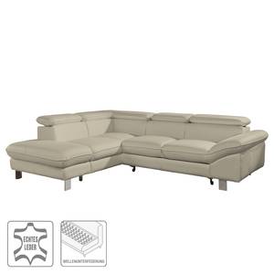 Ecksofa Waiho II Echtleder Warmes Beige - Longchair davorstehend links - Ohne Schlaffunktion