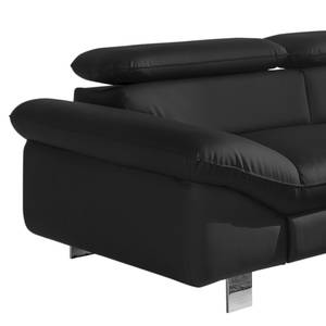 Ecksofa Waiho II Echtleder Schwarz - Longchair davorstehend rechts - Ohne Schlaffunktion