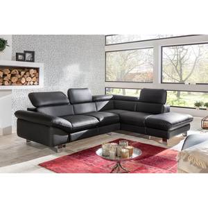 Ecksofa Waiho Kunstleder Schwarz - Longchair davorstehend rechts - Relaxfunktion - Schlaffunktion - Bettkasten