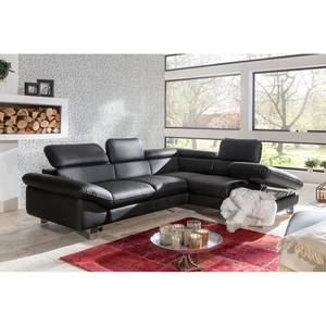 Ecksofa Waiho Kunstleder Schwarz - Longchair davorstehend rechts - Relaxfunktion - Schlaffunktion - Bettkasten