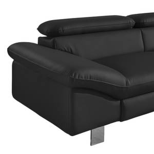 Ecksofa Waiho Kunstleder Schwarz - Longchair davorstehend rechts - Ohne Schlaffunktion