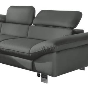 Canapé d'angle Waiho Imitation cuir - Gris foncé - Méridienne courte à gauche (vue de face) - Fonction relaxation
